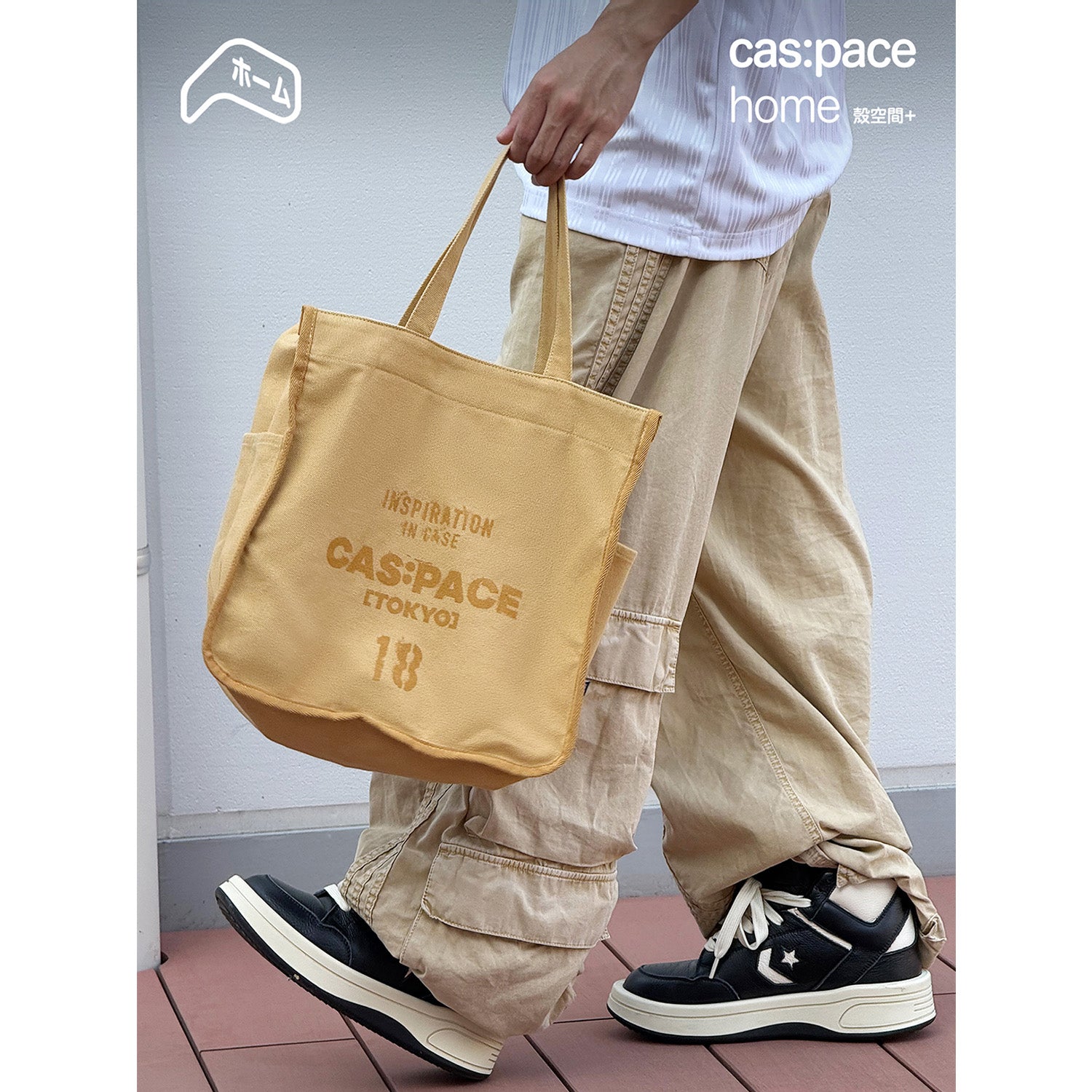 cas:pace home 24A/W "life is cas:blue" tote bag